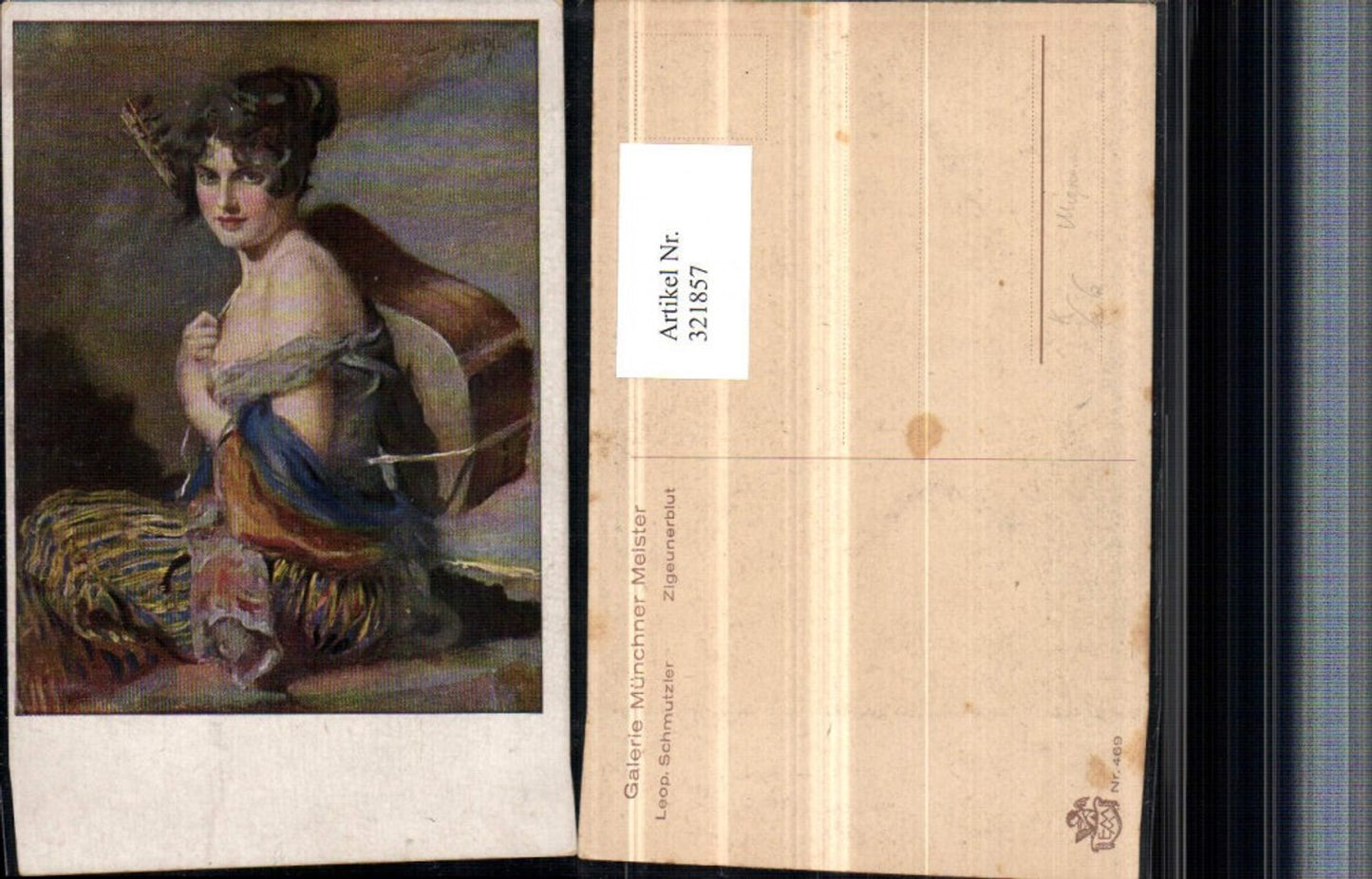 321857,Künstler AK Leop. Schmutzler Mignon Frau Gitarre