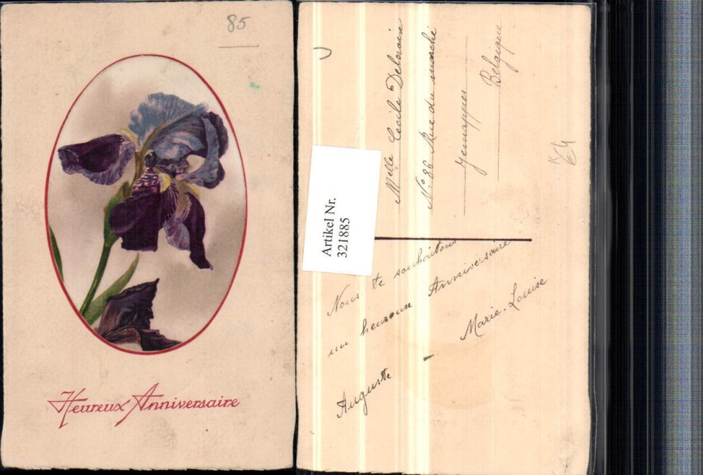 321885,Künstler AK Schwertlilie Lilie Blume Präge Passepartout