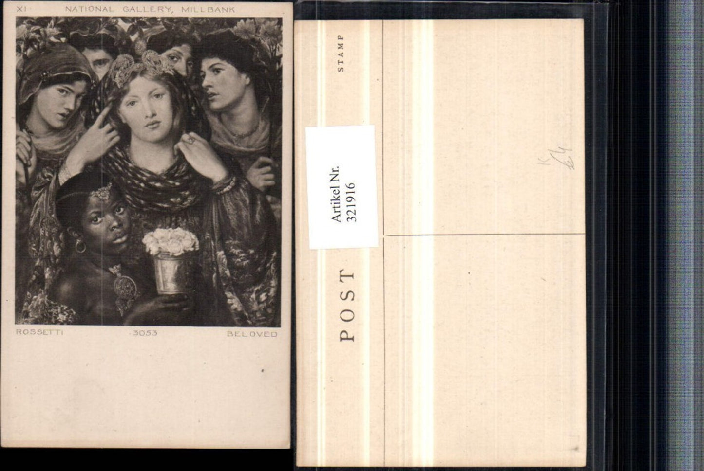321916,Künstler AK Rossetti Beloved Frauen Kopftuch schwarzes Mädchen Rosen