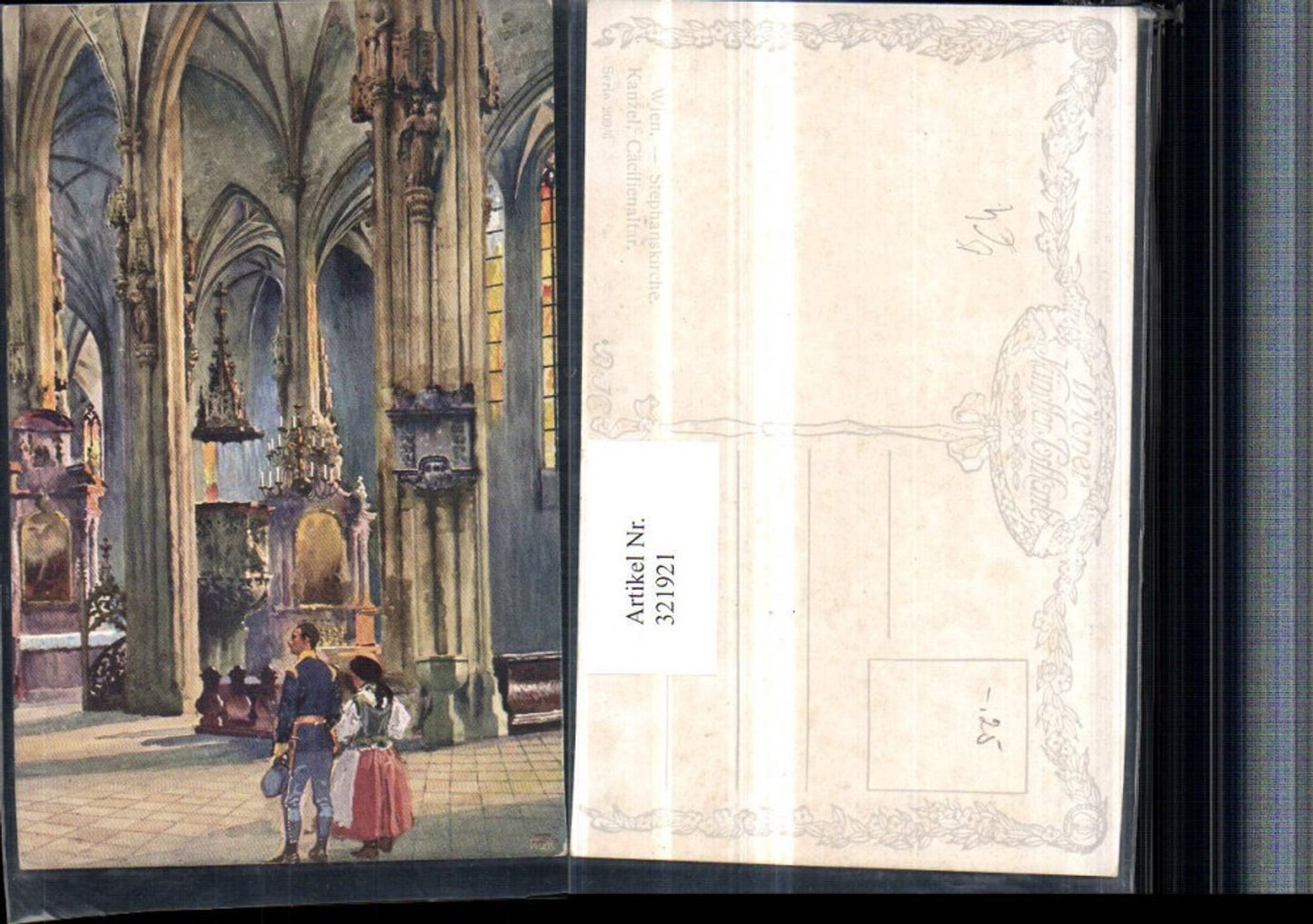 321921,Künstler AK Wien Stephanskirche Kanzel Cäcilienaltar pub B.K.W.I. 209/6