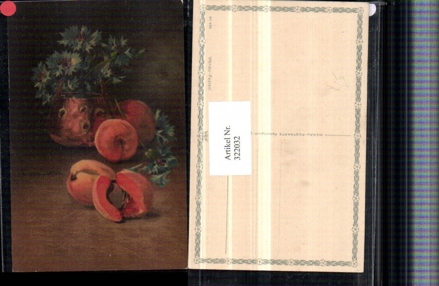 322032,Künstler AK C. Von Sivers Stillleben Marillen Kornblumen Vase pub Wenau-Pastell 694