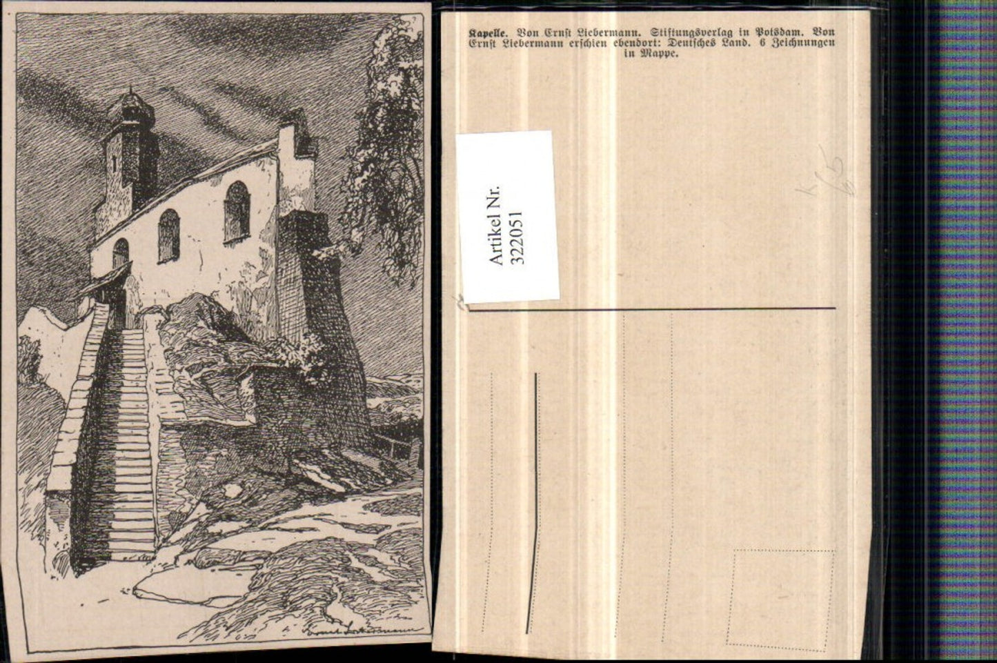 322051,Künstler AK Ernst Liebermann Kapelle Kirche