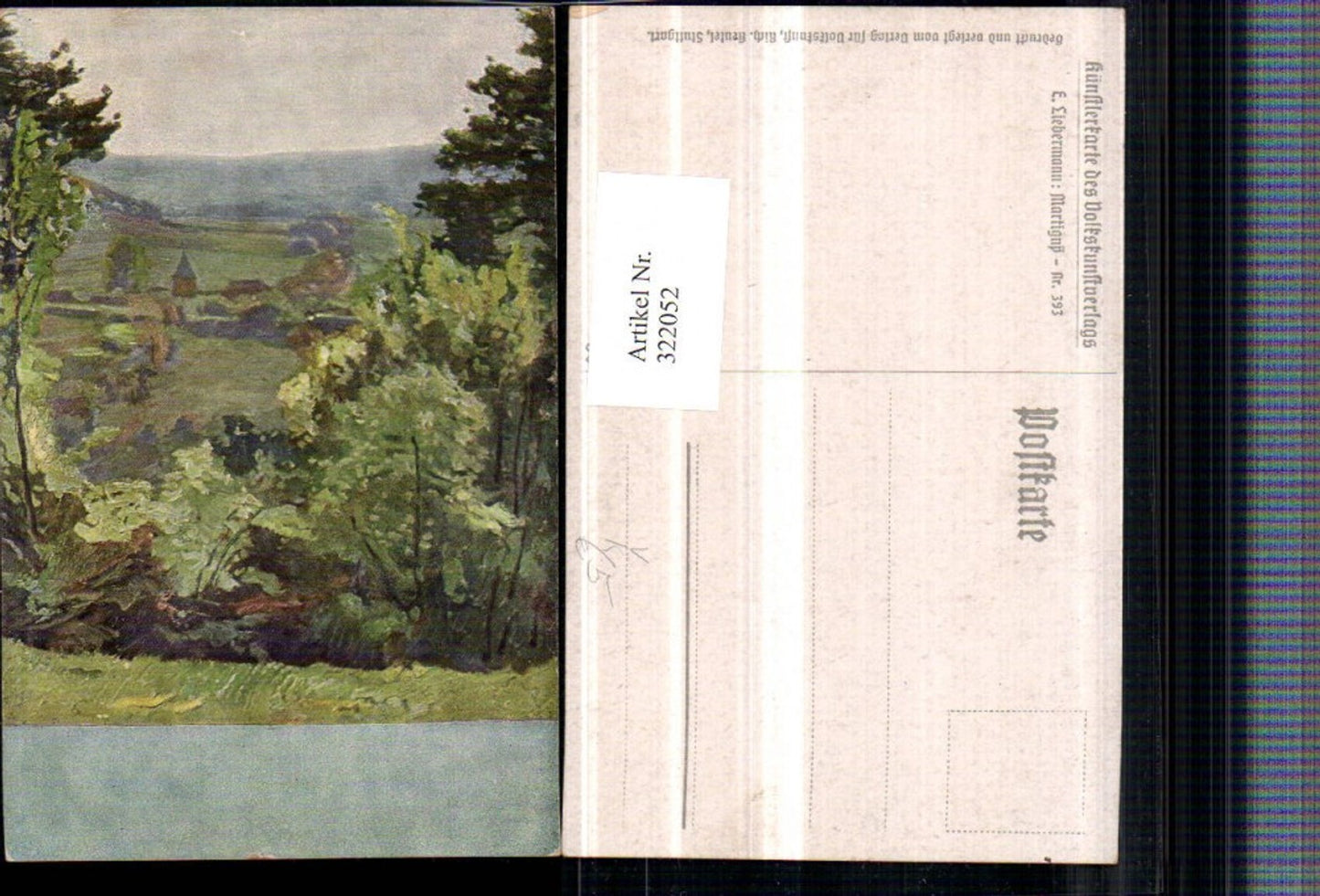 322052,Künstler AK E. Liebermann Martigny Landschaft pub Volkskunstverlag 393
