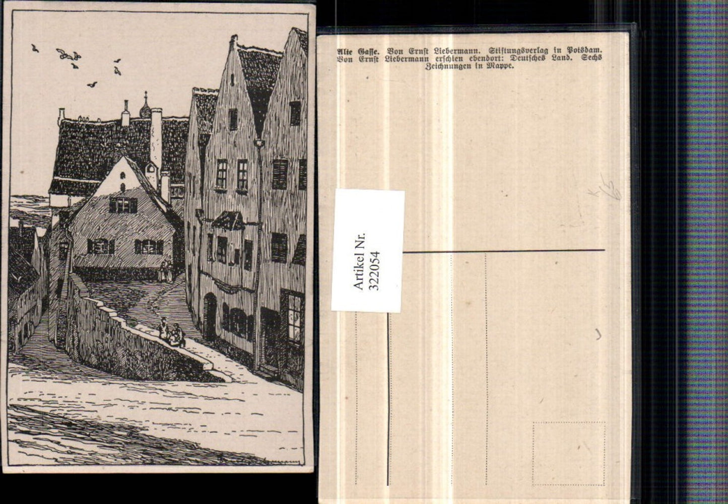 322054,Künstler AK Ernst Liebermann Alte Gasse Häuser