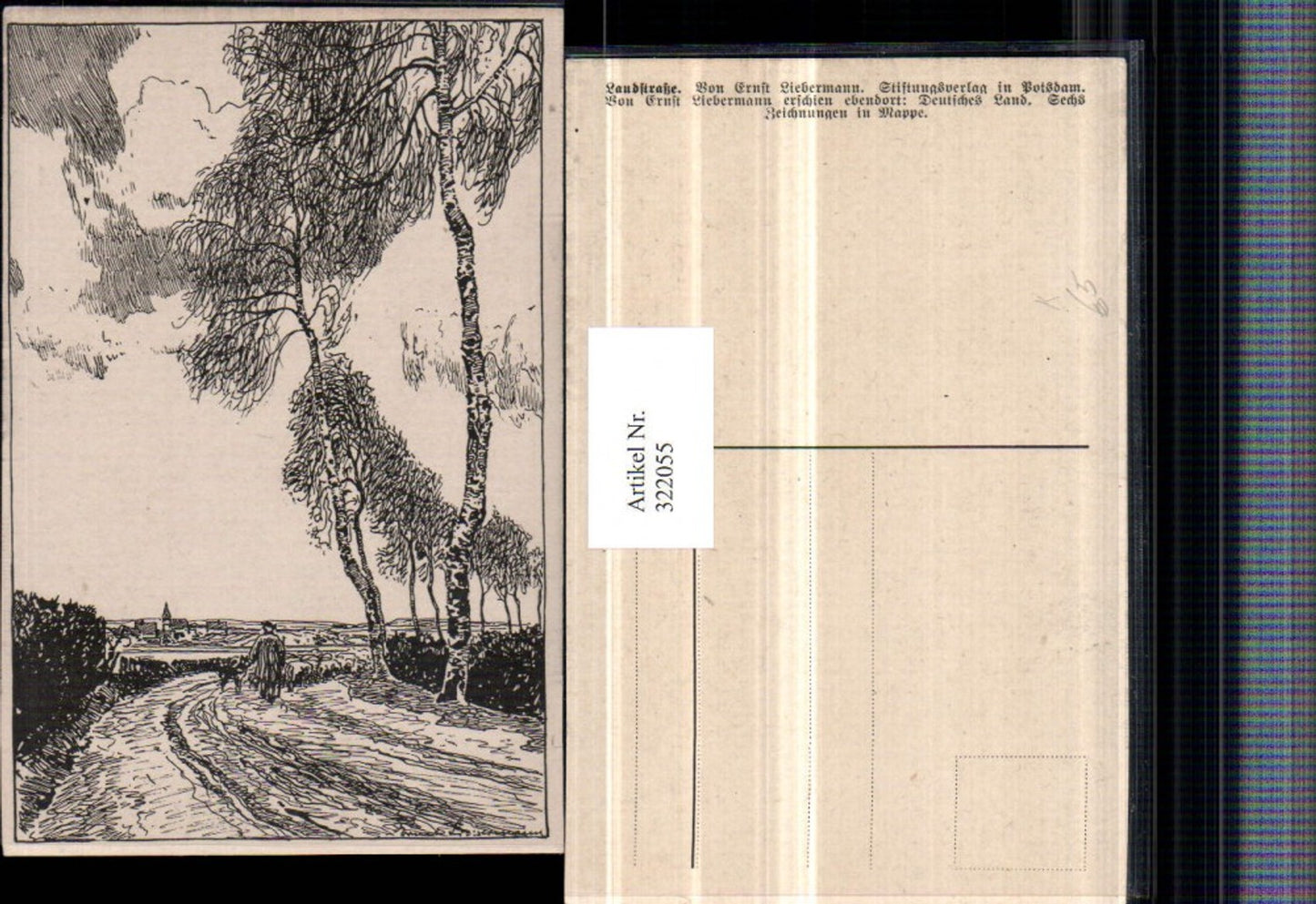 322055,Künstler AK Ernst Liebermann Landstraße Landschaft Bäume