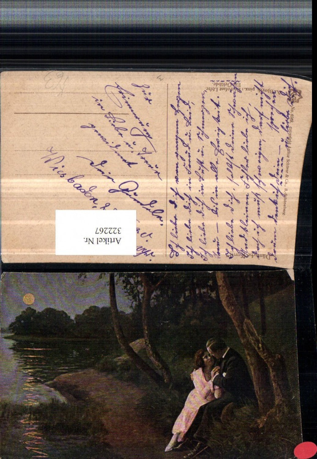 322267,Asco AK 6569 Künstler A. Bjorck Ein Gelübde Liebespaar Ufer See