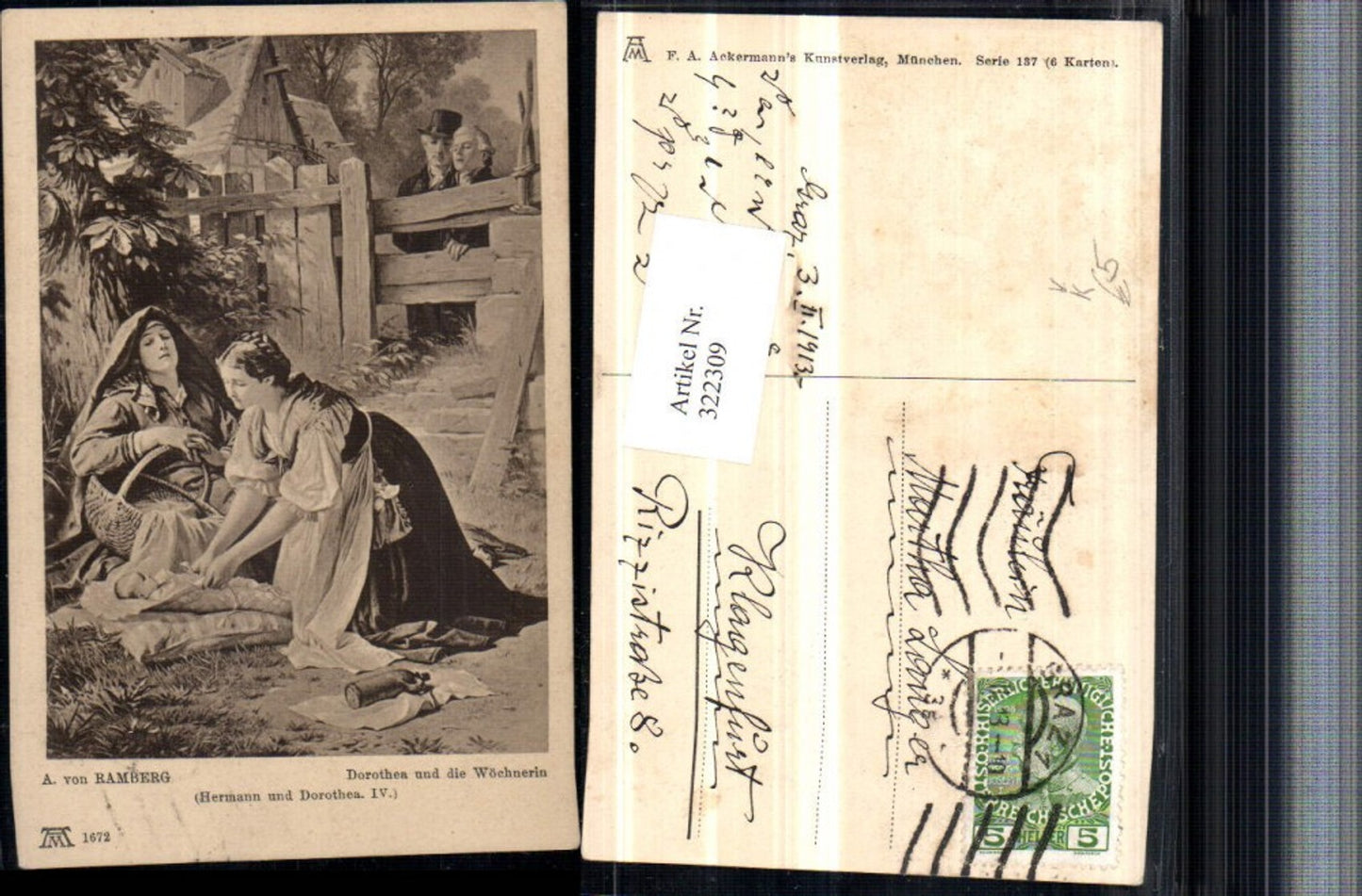 322309,Künstler AK A. Von Ramberg Dorothea und d. Wöchnerin pub A. Ackermann 1672