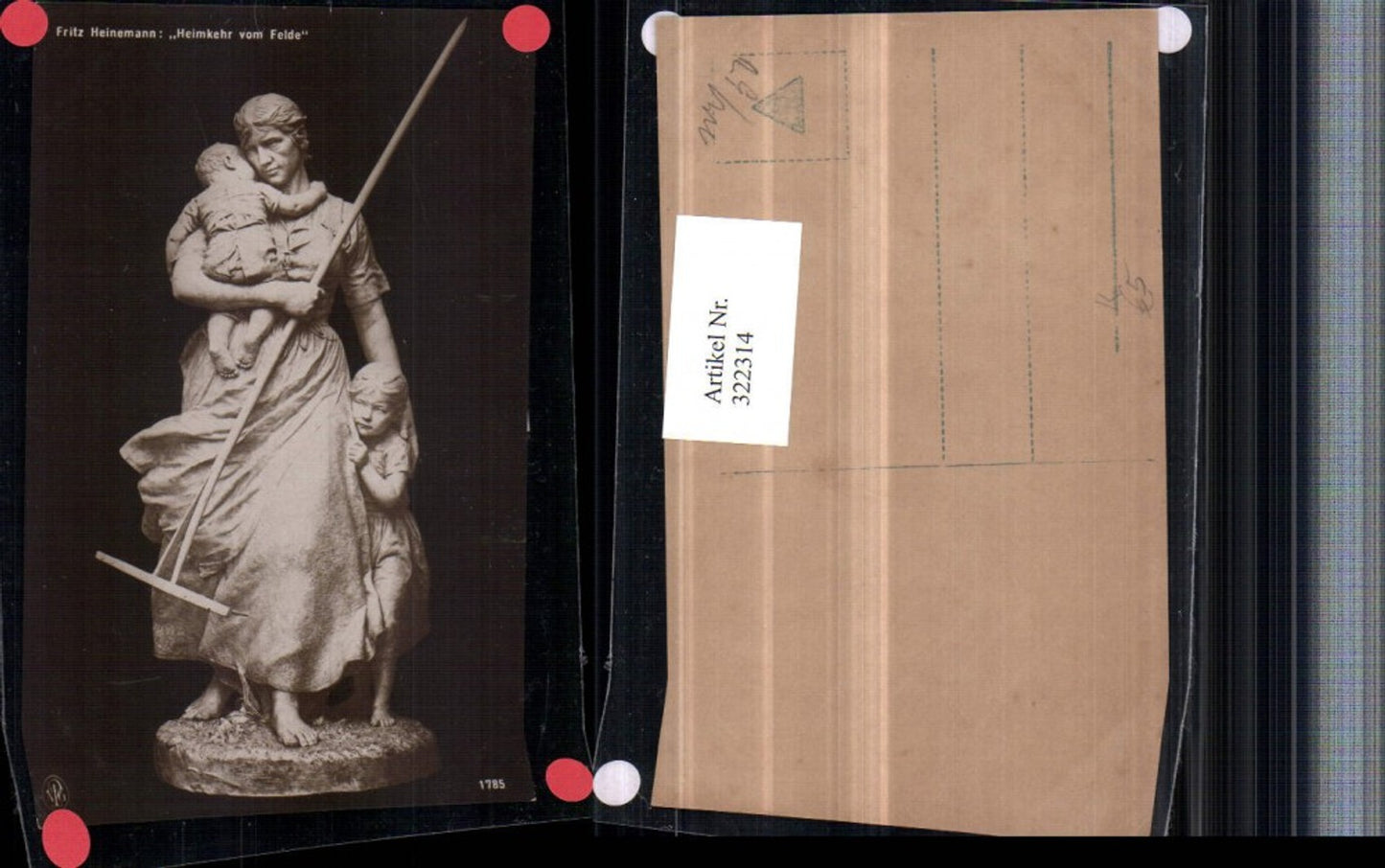 322314,Künstler AK Fritz Heinemann Heimkehr vom Felde Statue Mann m. Kinder pub NPG 1785