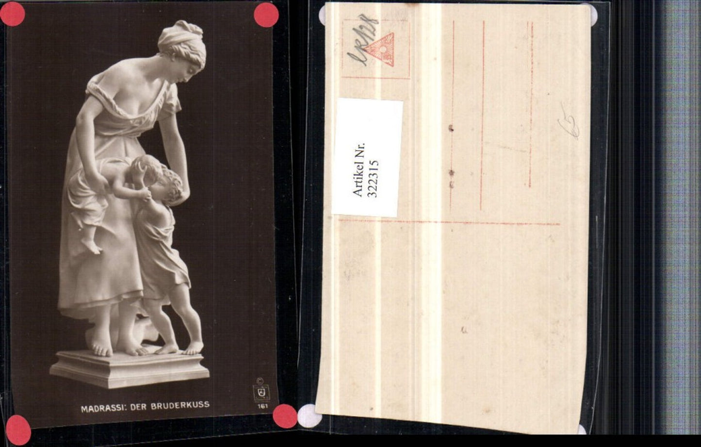 322315,Künstler AK Madrassi Der Bruderkuss Statue Frau m. Kinder Kuss