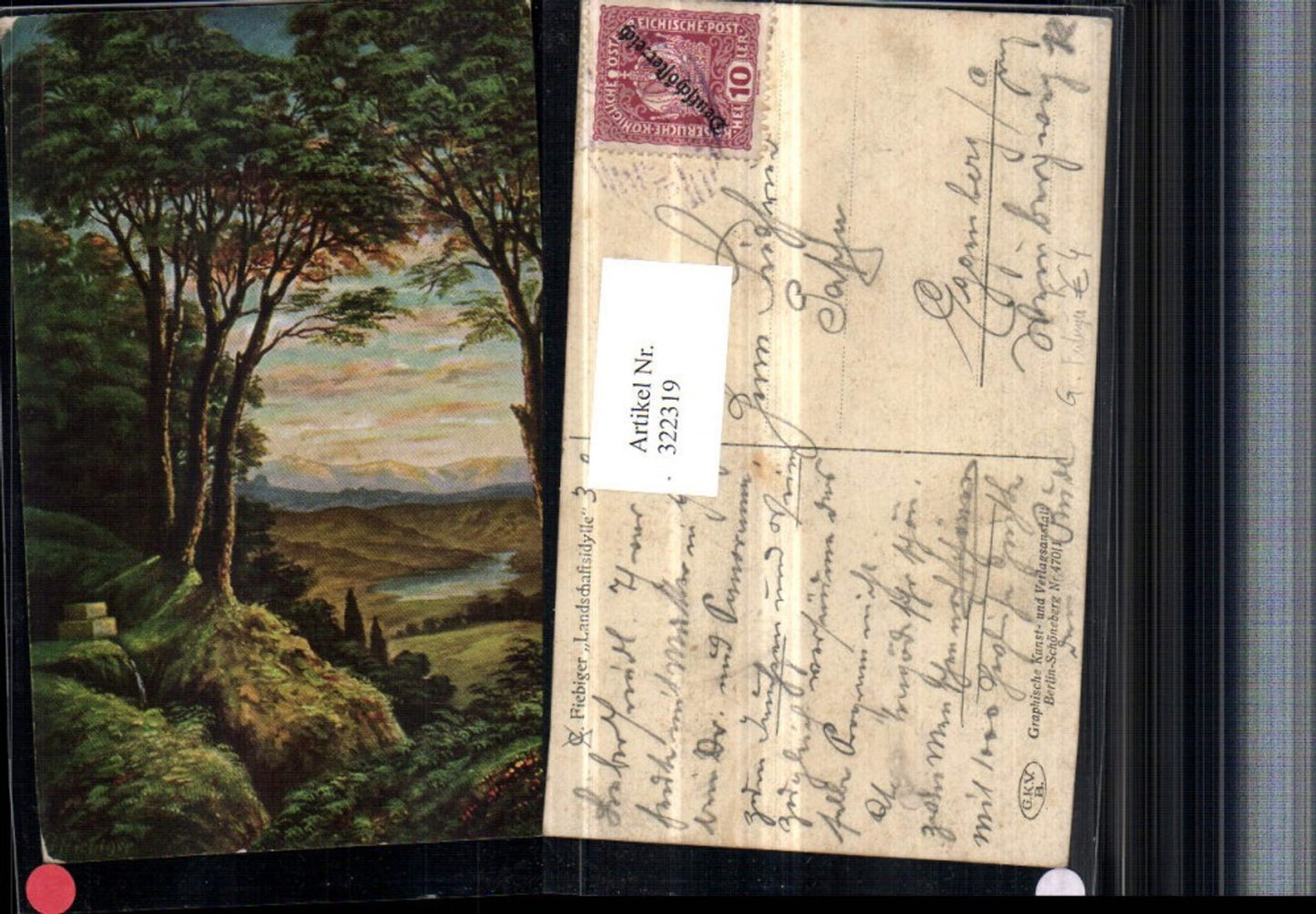 322319,Künstler AK G. Fiebiger Landschaftsidylle Landschaft
