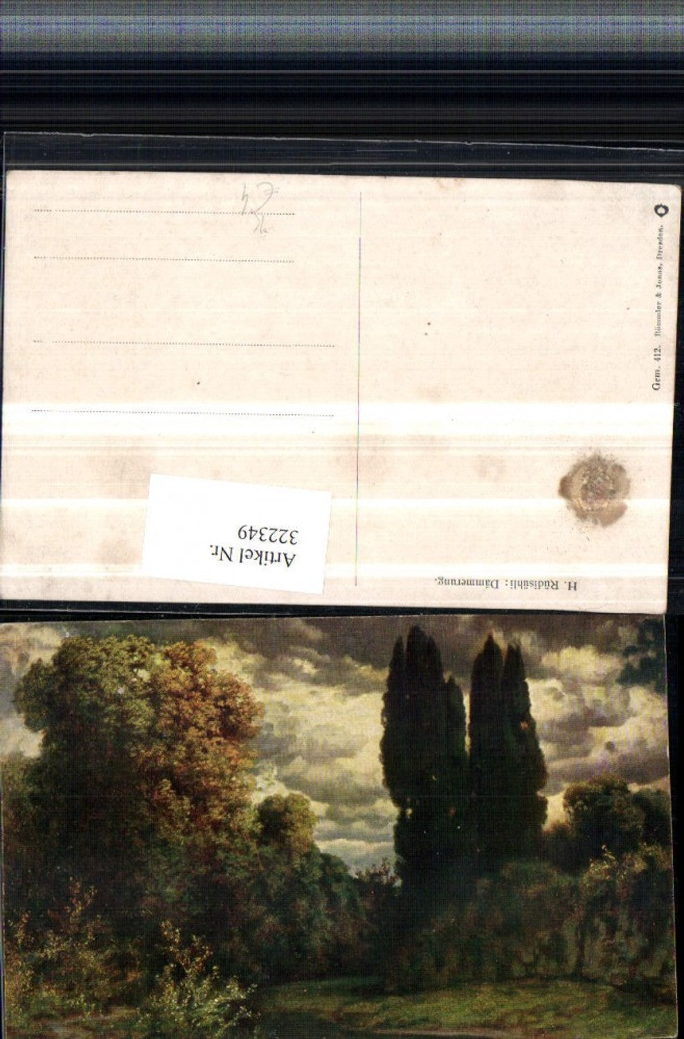 322349,Künstler AK H. Rüdishühli Dämmerung Landschaft Bäume