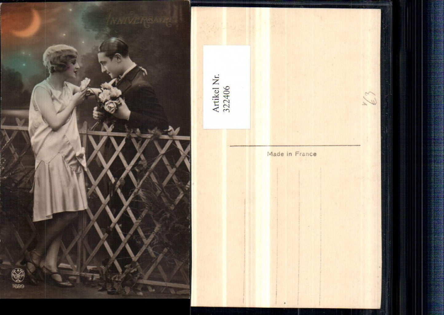 322406,Liebe Paar Blumen Rosen Zaun Mondschein pub Noyer 1699
