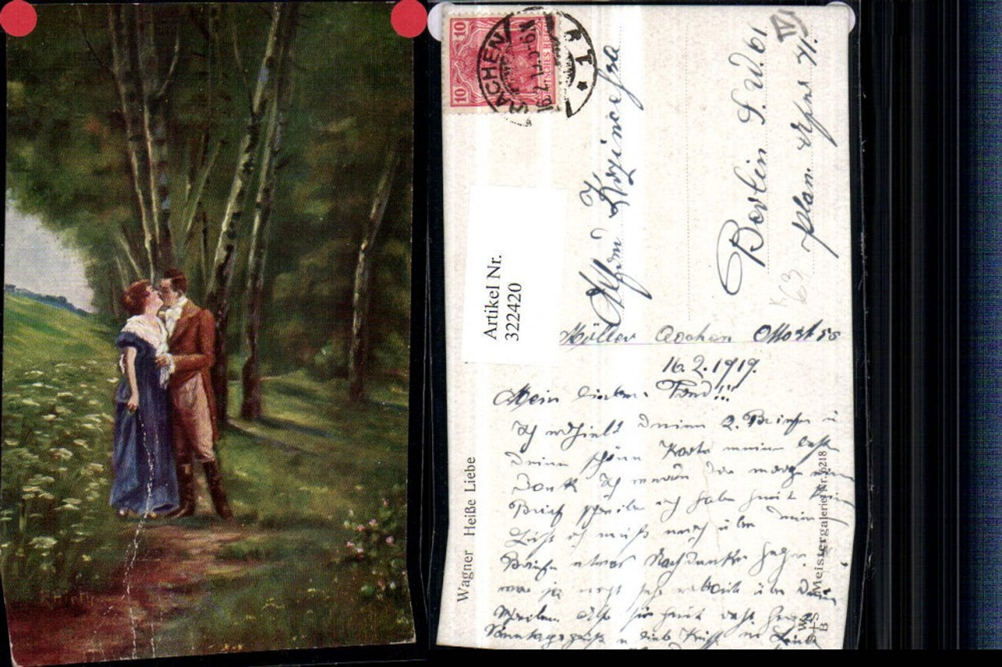 322420,Künstler AK Wagner Heiße Liebe Paar Kuss Wald
