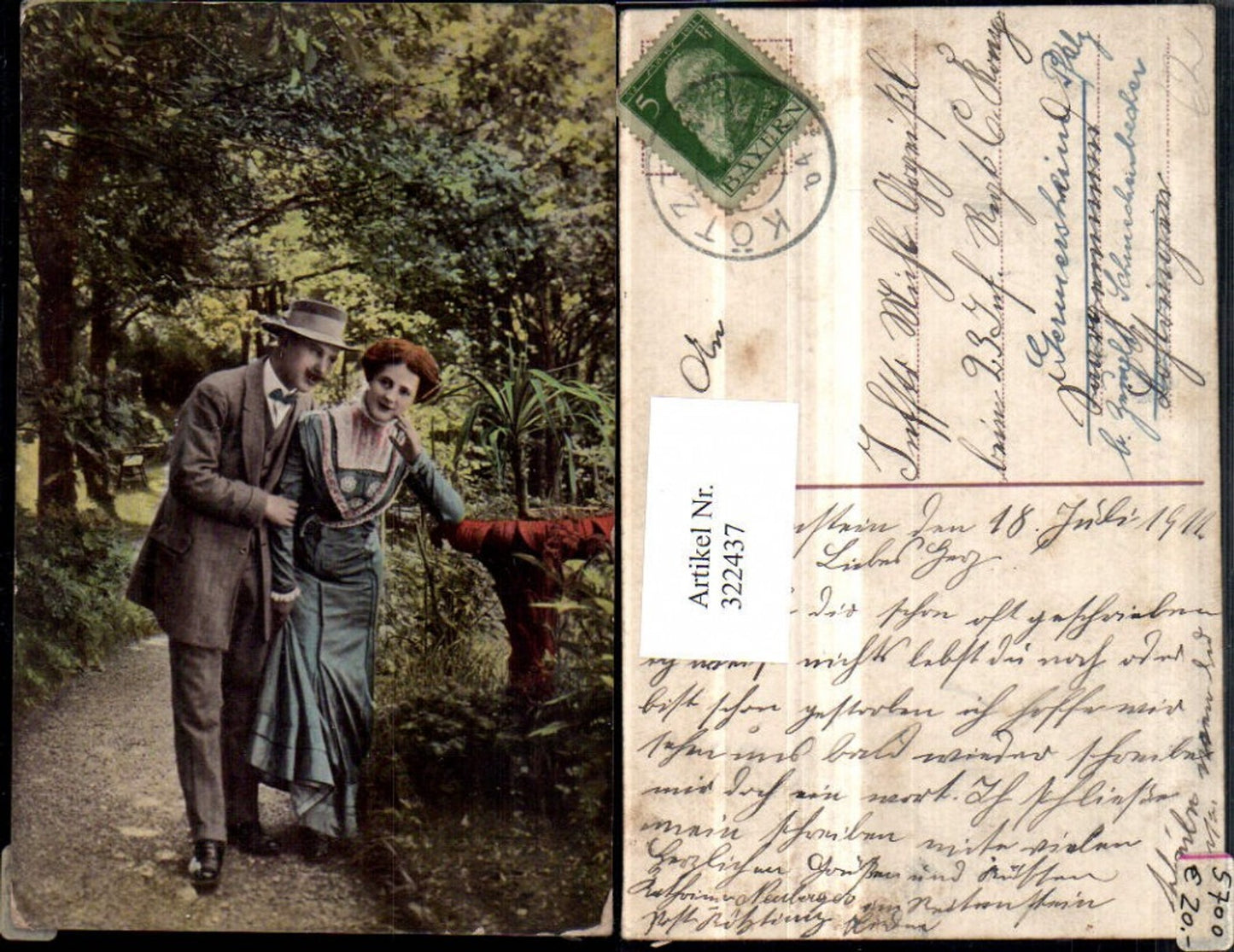 322437,Liebe Paar Mann m. Hut Frau m. Kleid Park Weg