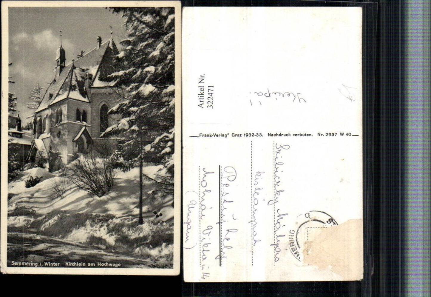 322471,Semmering Kirchlein Kirche am Hochwege Winterbild