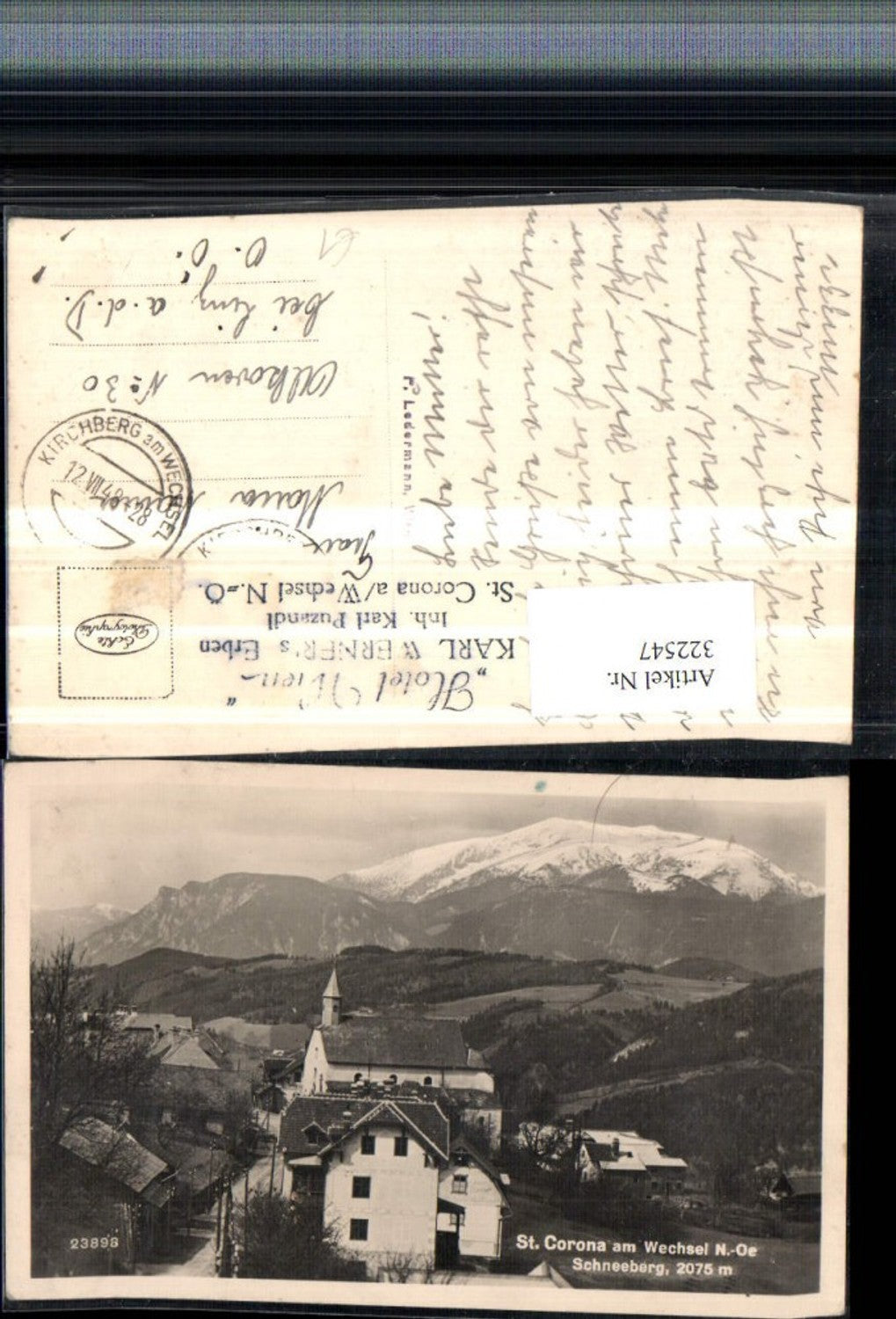 322547,St. Corona am Wechsel Teilansicht m. Schneeberg Bergkulisse
