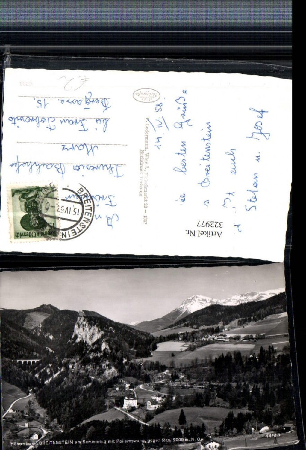 322977, Breitenstein am Semmering, total view with Polleroswand towards Rax mountain scenery