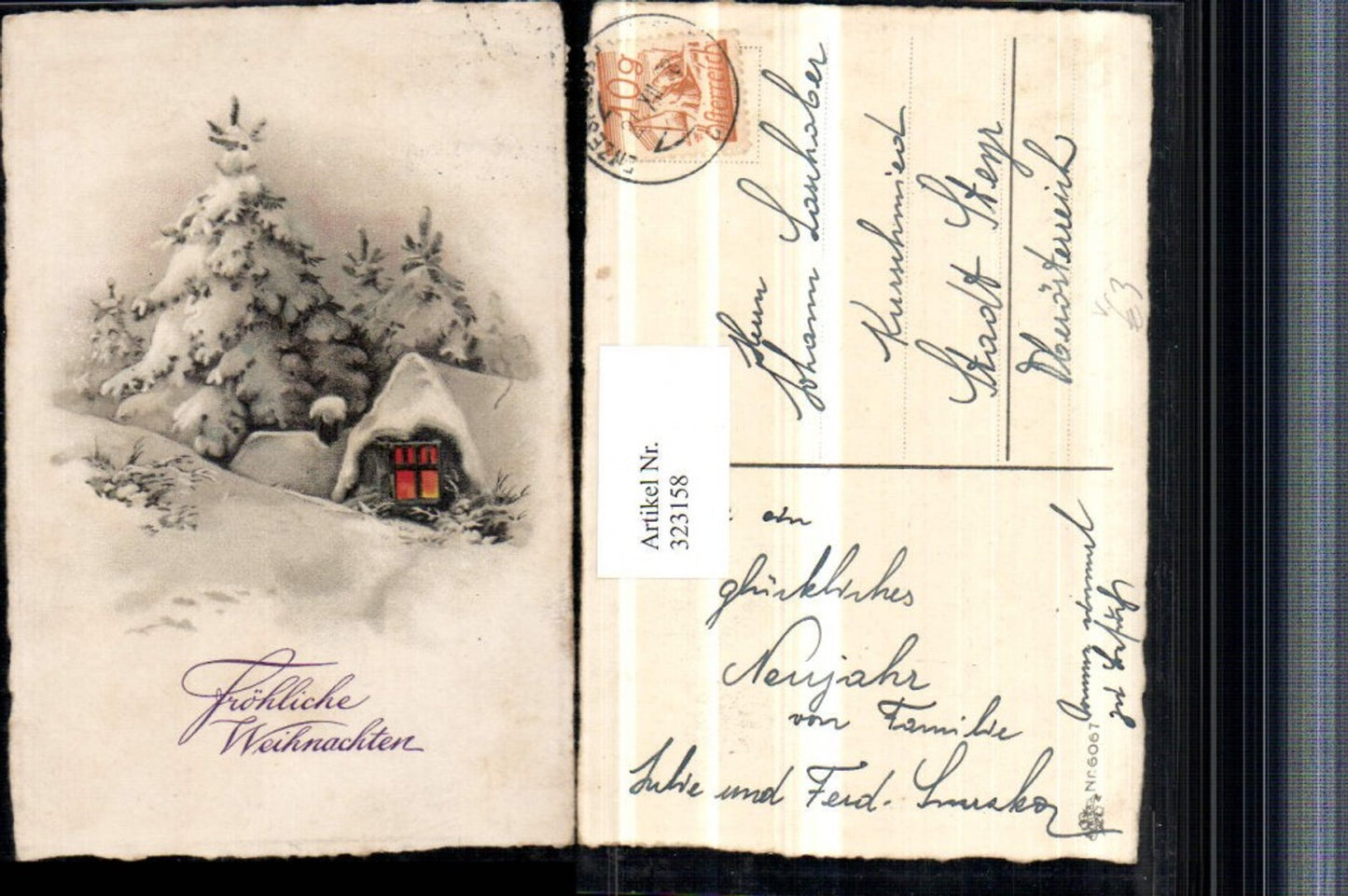 323158, Artist AK Christmas Winter Landscape House Forest Pub Erika 6067