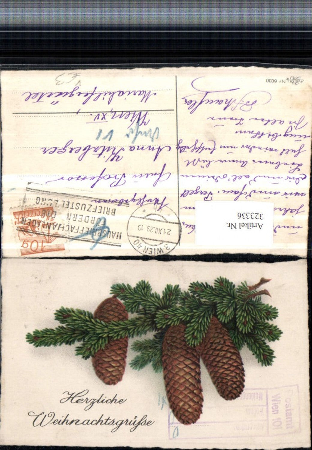 323336,Künstler AK Weihnachten Tannenzapfen pub Erika