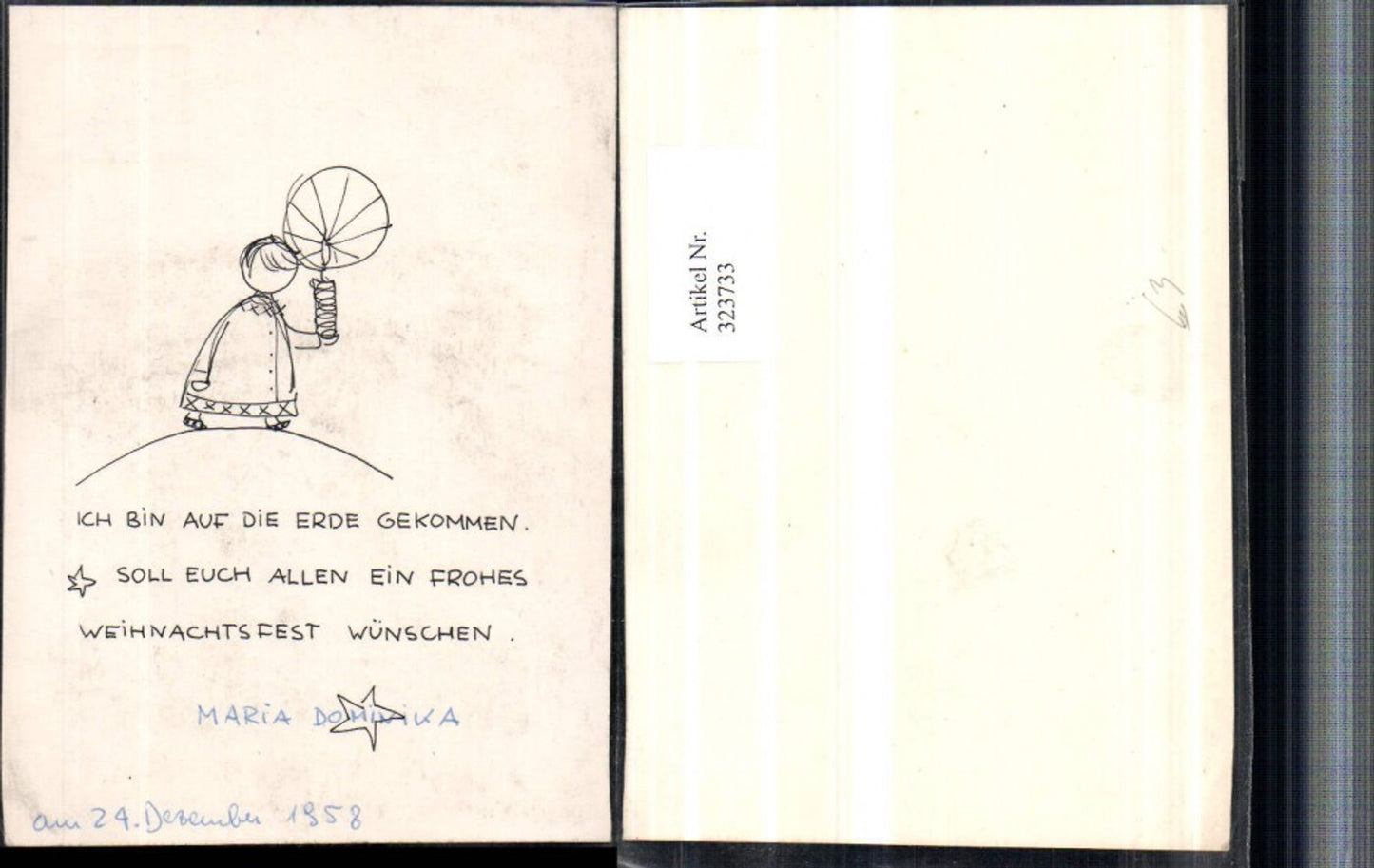 323733,Künstlerkarte Spruch Zitat Weihnachten Kind m. Kerze