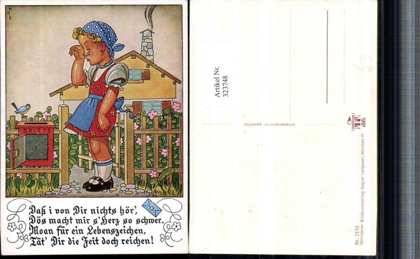 323748, Artist AK Saying Quote Girl Cries Mailbox Pub August Lengauer 2110