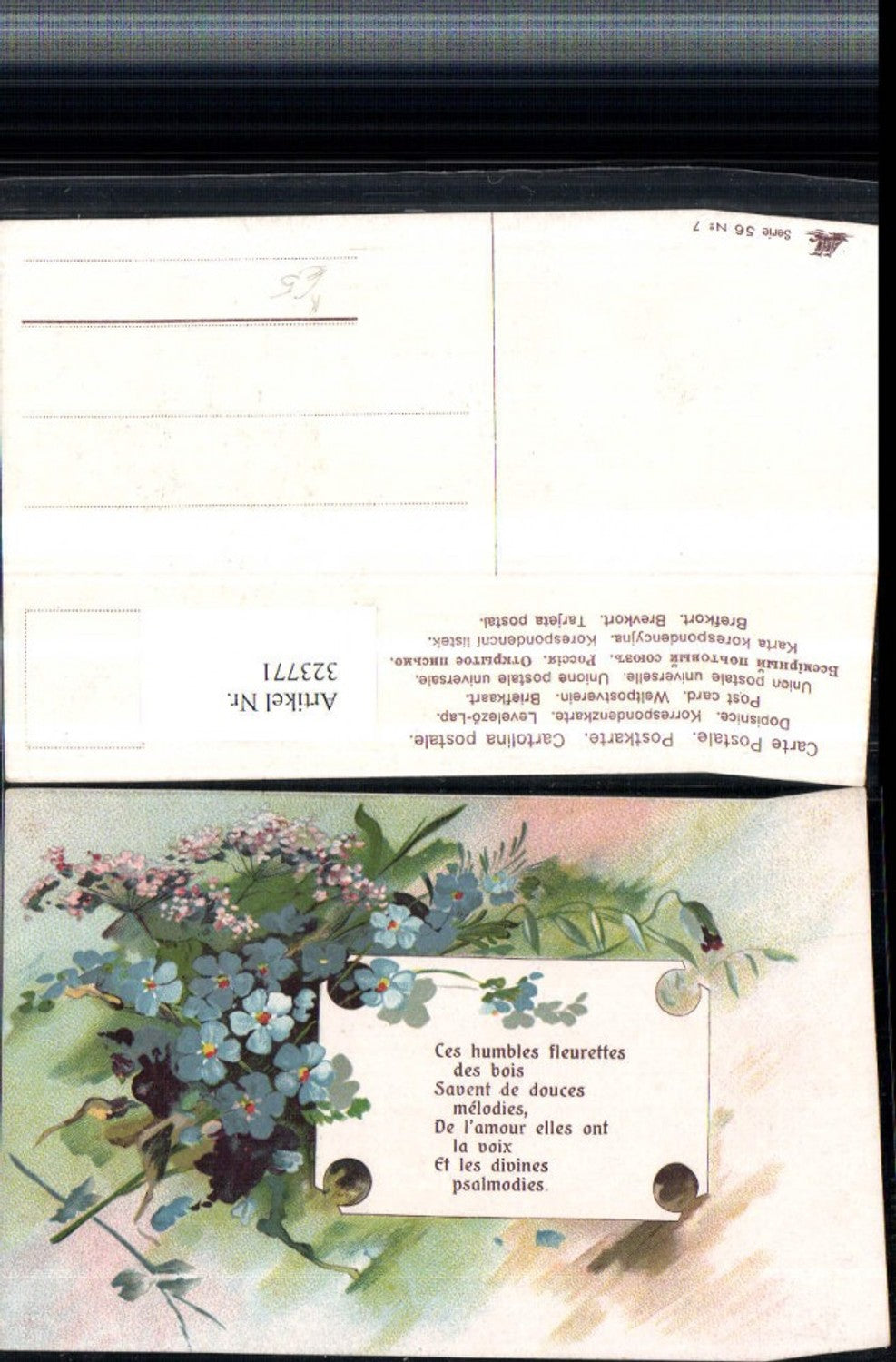 323771,Präge Künstler AK Spruch Zitat Blumenstrauß Blumen Vergissmeinnicht