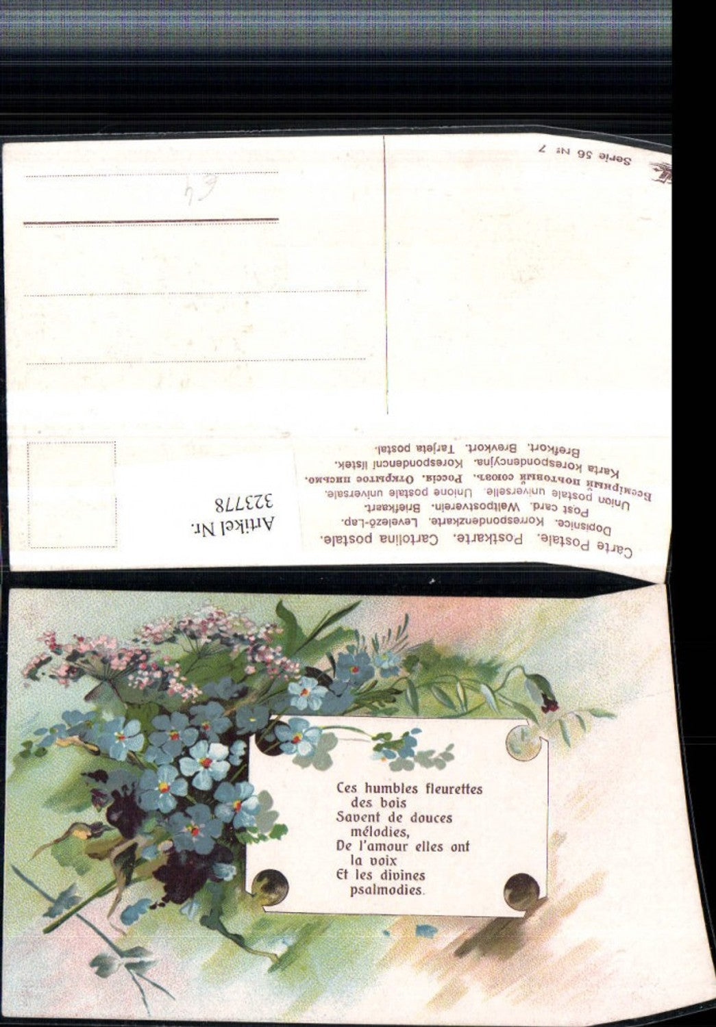 323778,Präge Künstler AK Spruch Zitat Blumenstrauß Blumen Vergissmeinnicht