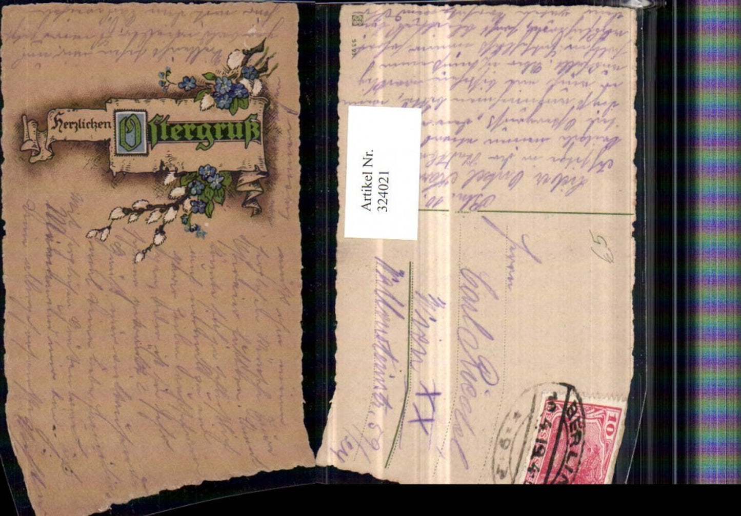 324021, Artist AK Easter Scroll Flowers Pussy Willows