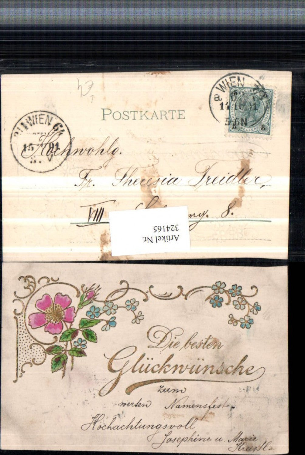 324165, Embosser Artist Lithograph Gold Ornament Congratulations Flowers