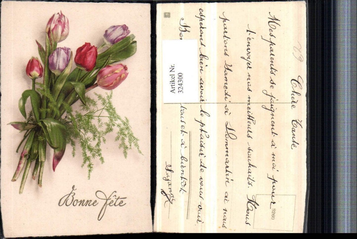 324300,Künstler AK Glückwunsch Blumen Tulpenstrauß Tulpen