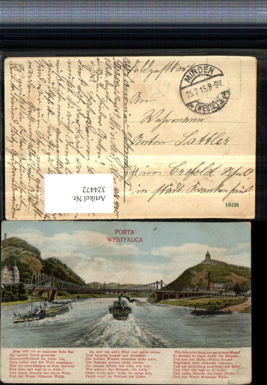 324472,Porta Westfalica Brücke Dampfer Schiffe Denkmal Text