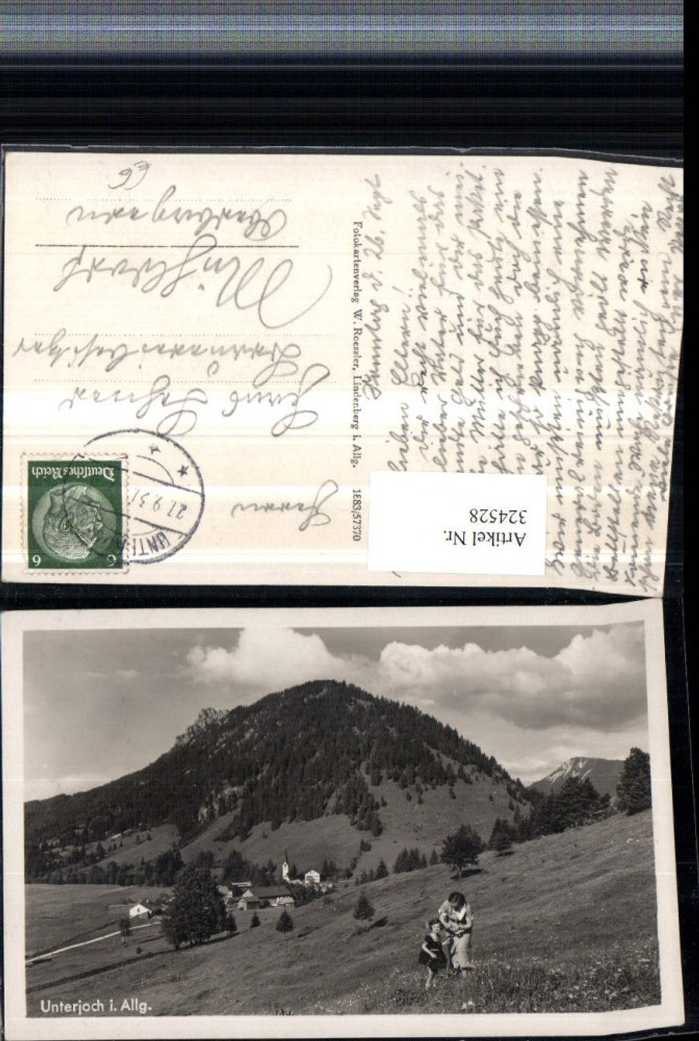 324528,Unterjoch im Allgäu Totale Bergkulisse Frau Mutter m. Kind