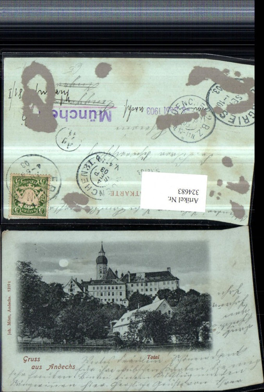 324683,Mond Litho Gruß aus Andechs Kloster