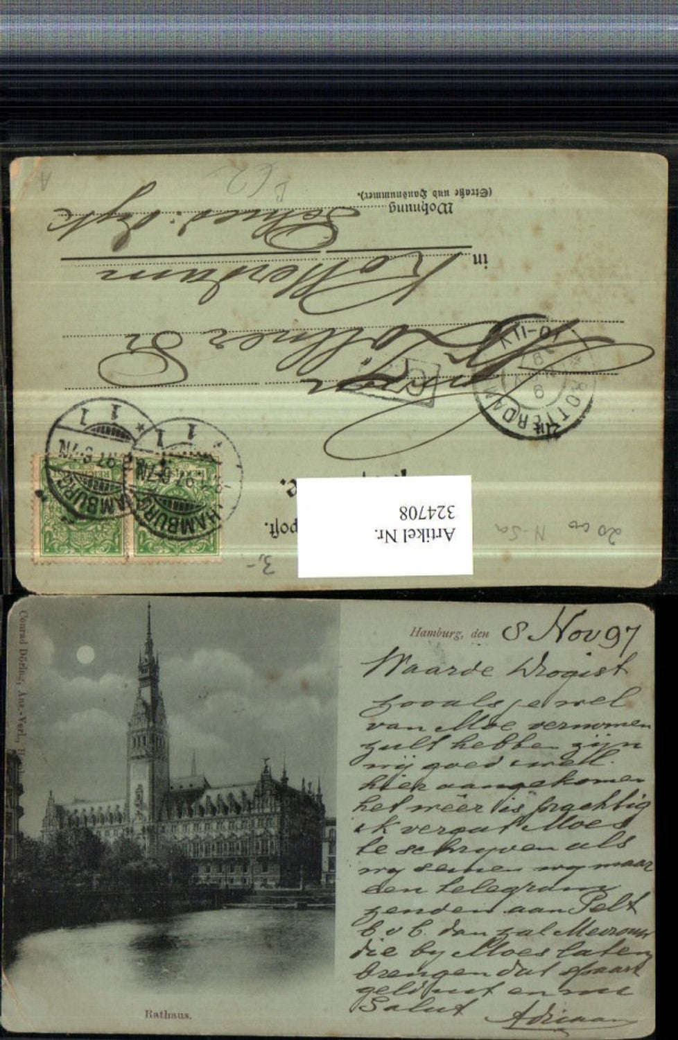 324708,Hamburg Rathaus Gebäude Mondschein
