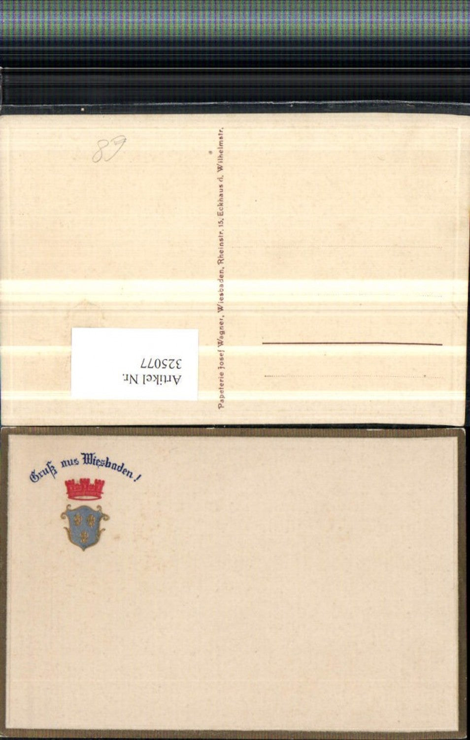 325077,Präge AK Gruß aus Wiesbaden Wappen Krone