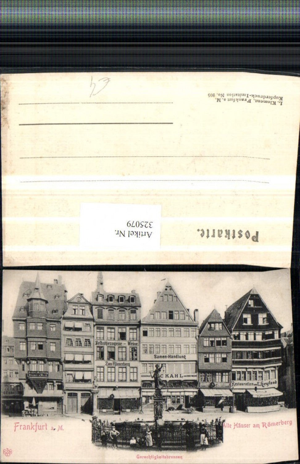 325079,Frankfurt am Main Alte Häuser am Römerberg m. Gerechtigkeits-Brunnen