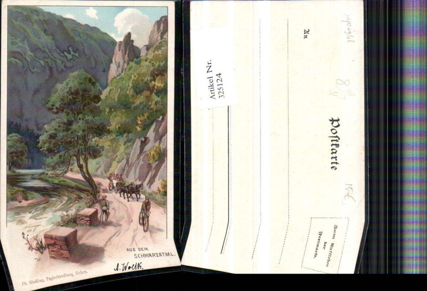 325124, Artist Lithograph from the Schwarzatal near Bad Blankenburg