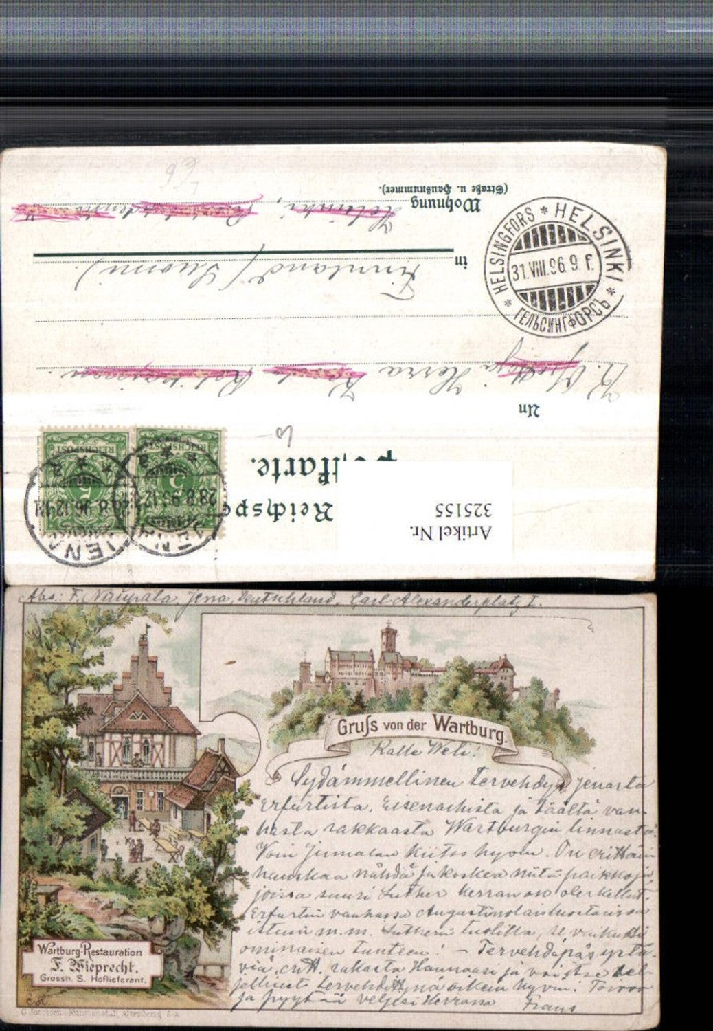 325155,Litho Gruß von d. Wartburg b. Eisenach Restauration Mehrbildkarte
