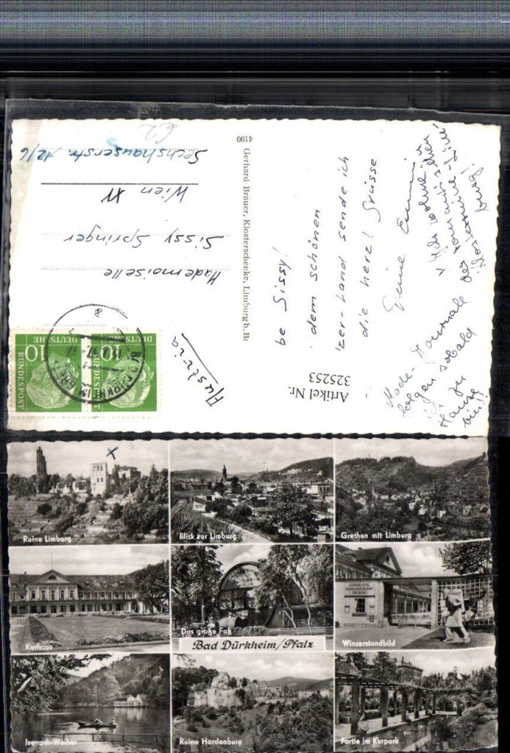 325253,Bad Dürkheim Totale Ruine Limburg Hardenburg Kurhaus Kurpark Mehrbildkarte