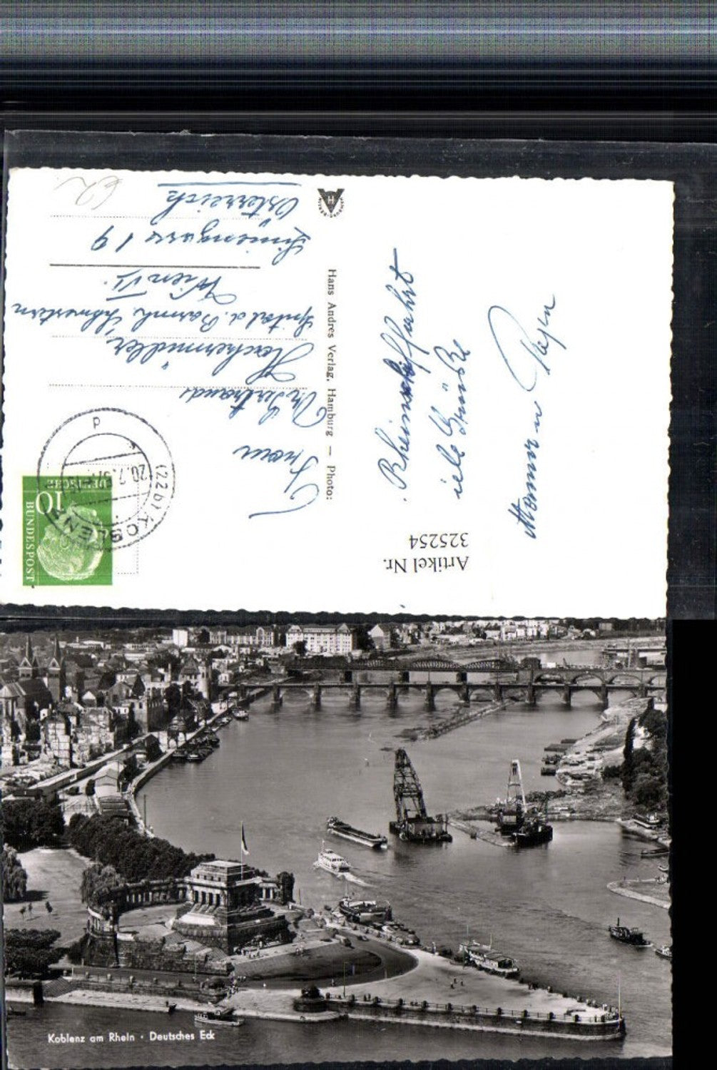 325254,Koblenz am Rhein Teilansicht Deutsches Eck Denkmal Brücken