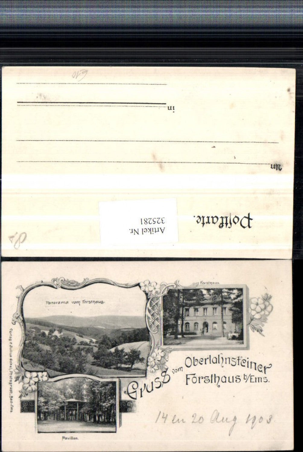 325281,Litho Gruß v. Oberlahnsteiner Forsthaus b. Ems Pavillon Mehrbildkarte