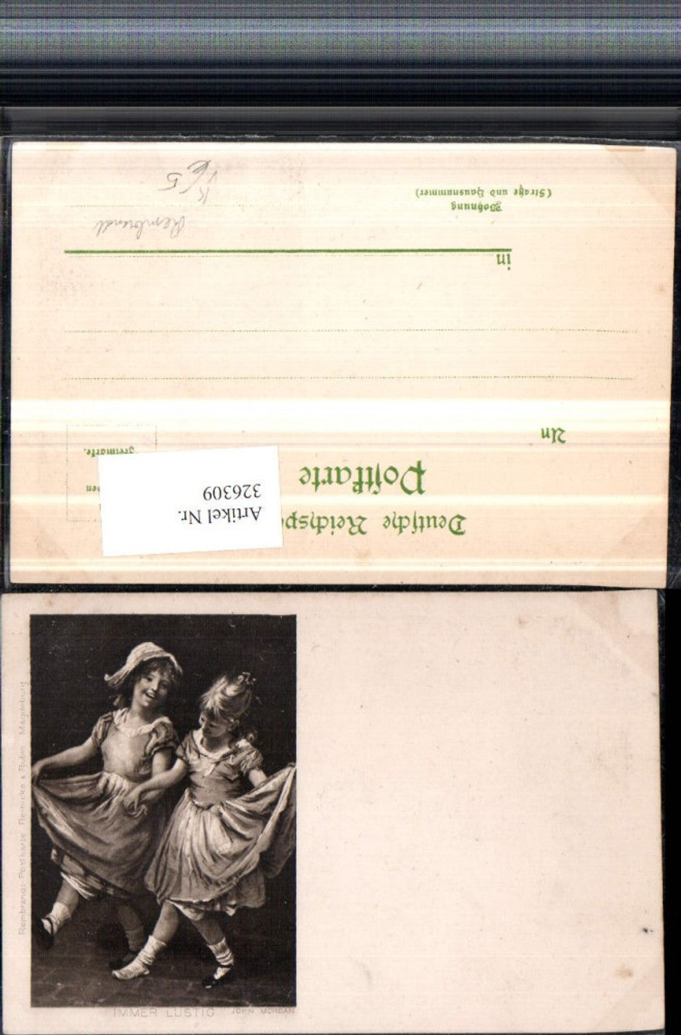 326309,Künstler AK John Morgan Immer lustig Kinder Mädchen m. Kleider pub Rembrandt