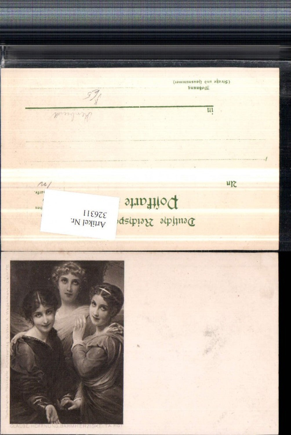 326311,Künstler AK A. Piot Glaube Hoffnung Barmherzigkeit Frauen Portrait pub Rembrandt