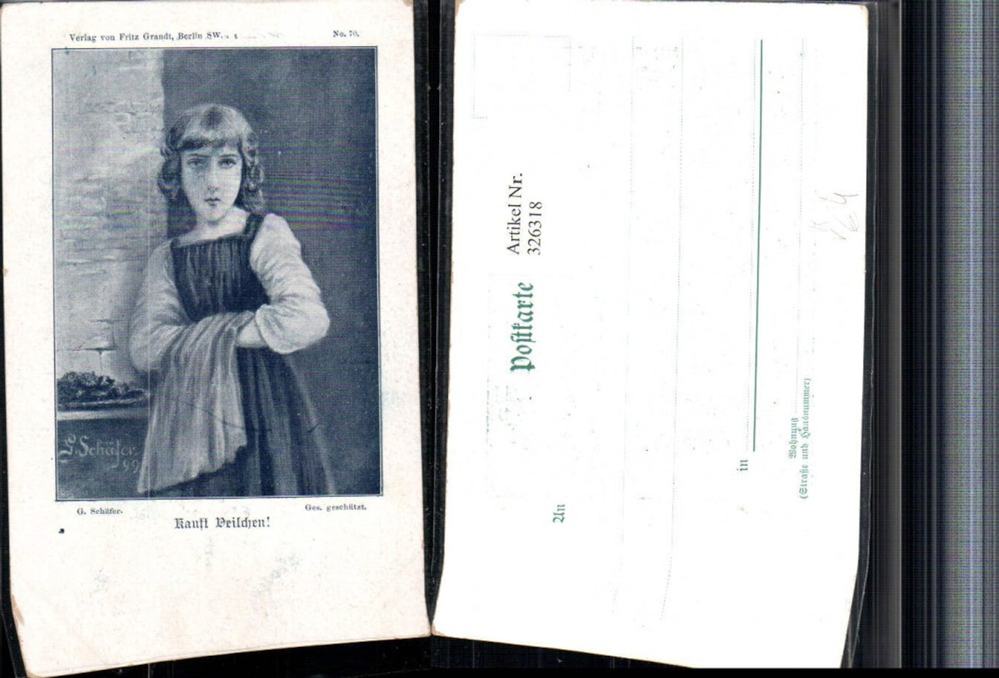 326318,Künstler AK G. Schäfer Kauft Veilchen Mädchen Portrait pub Fritz Grandt 70