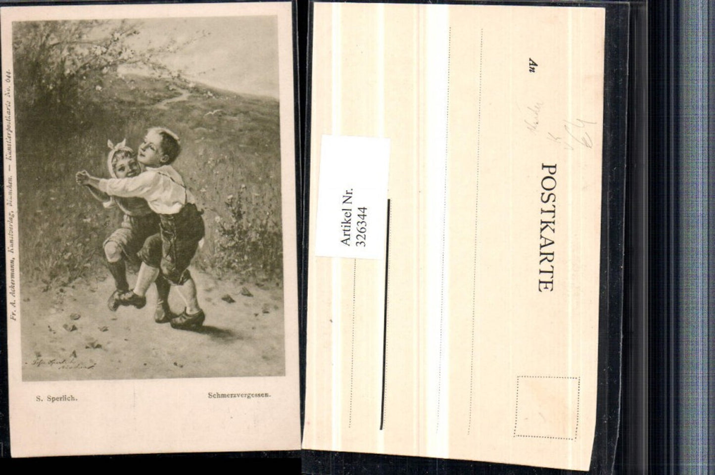 326344,Künstler AK S. Sperlich Schmerzvergessen Kinder tanzen Tanz pub A. Ackermann 644