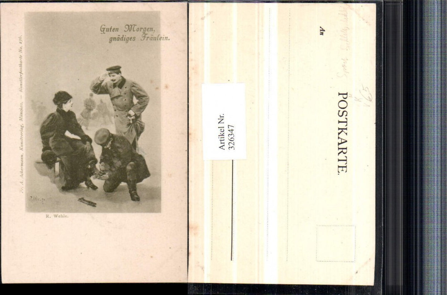 326347,Künstler AK R. Wehle Personen Schlittschuhlaufen Eislaufen pub A. Ackermann 236