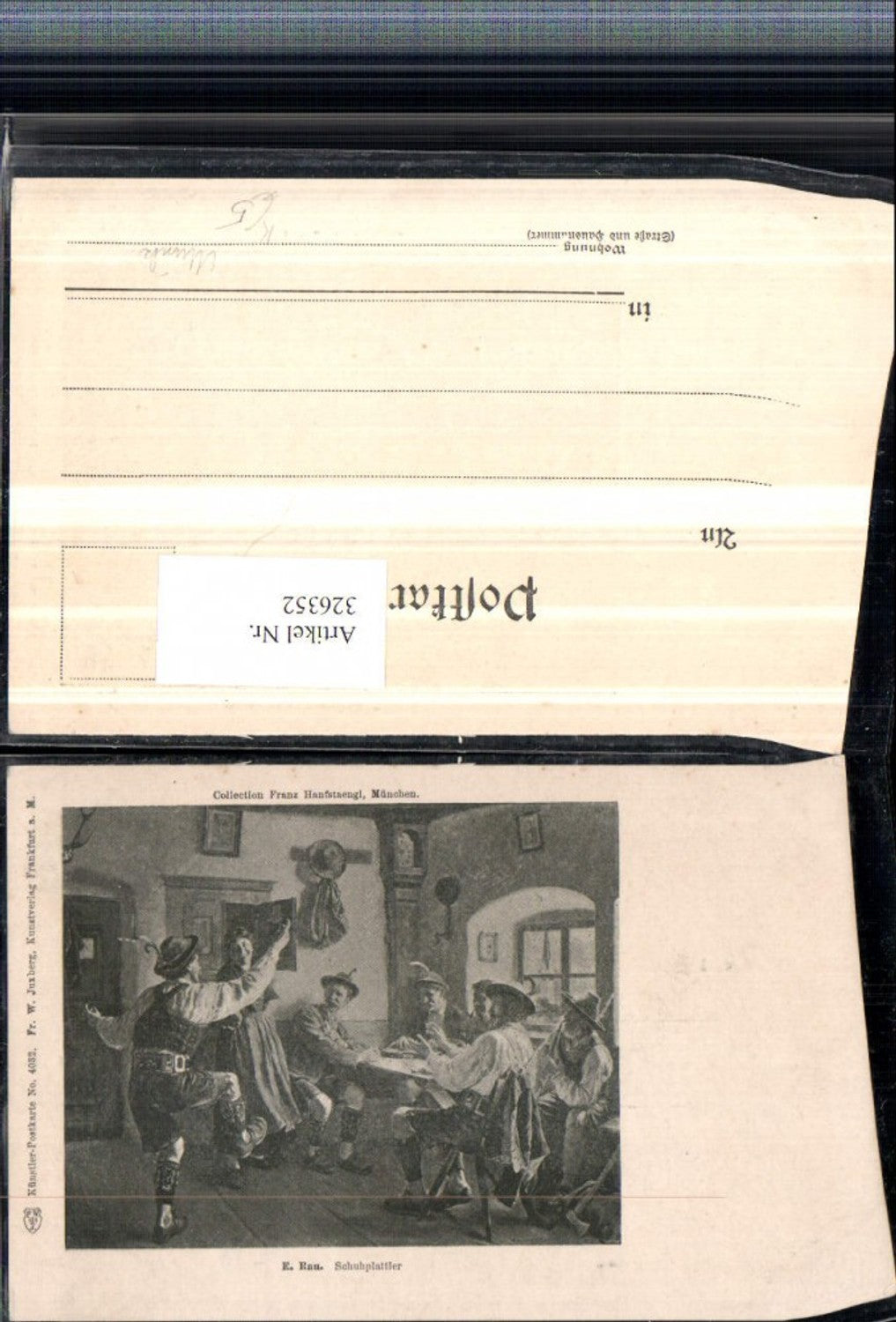 326352, Artist AK E. Rau Schuhplattler Music Traditional Costume Feather Hats pub Franz Hanfstaengl
