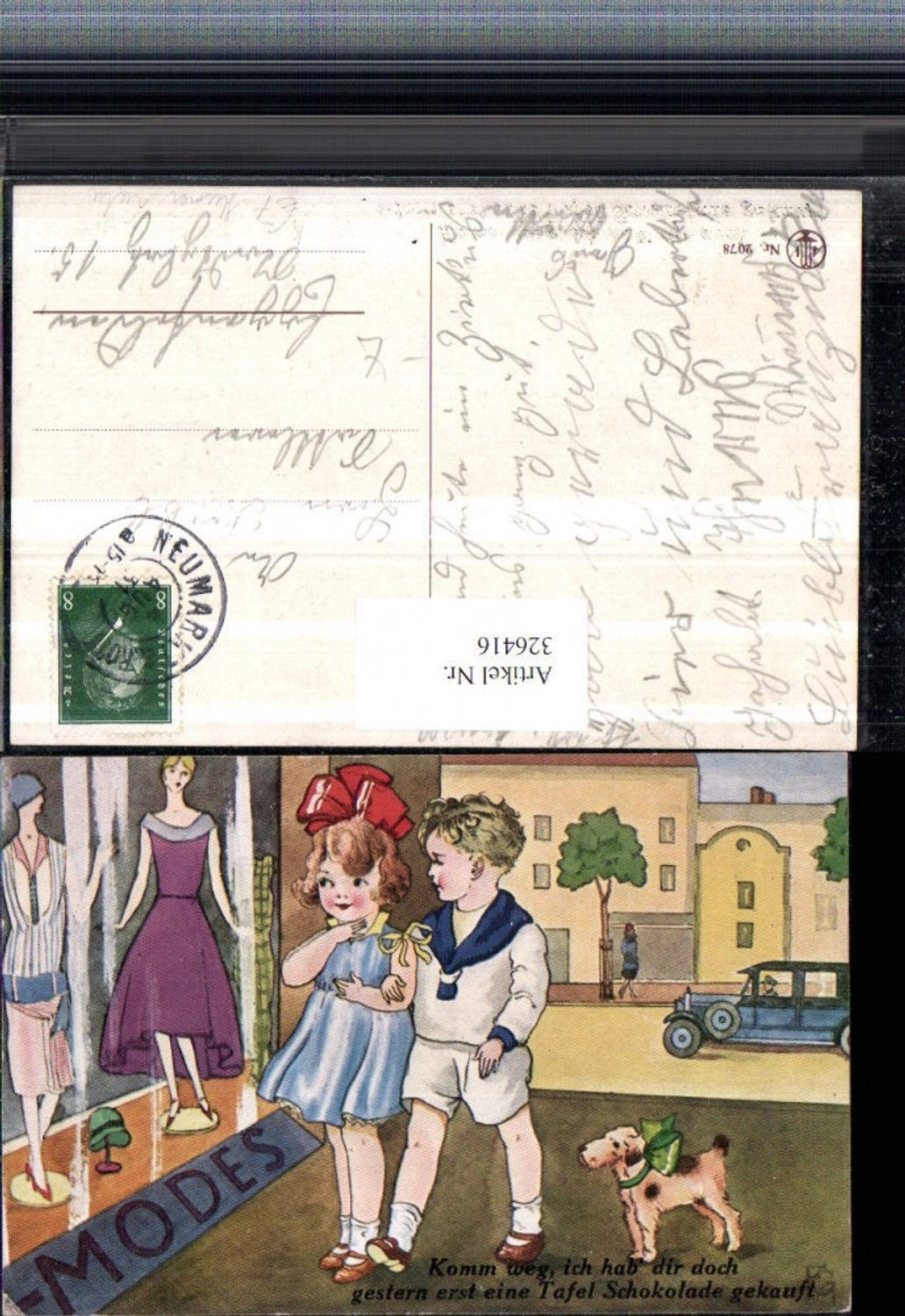 326416,Künstler AK Scherz Humor Liebe Schaufenster Hund Schleife Spruch