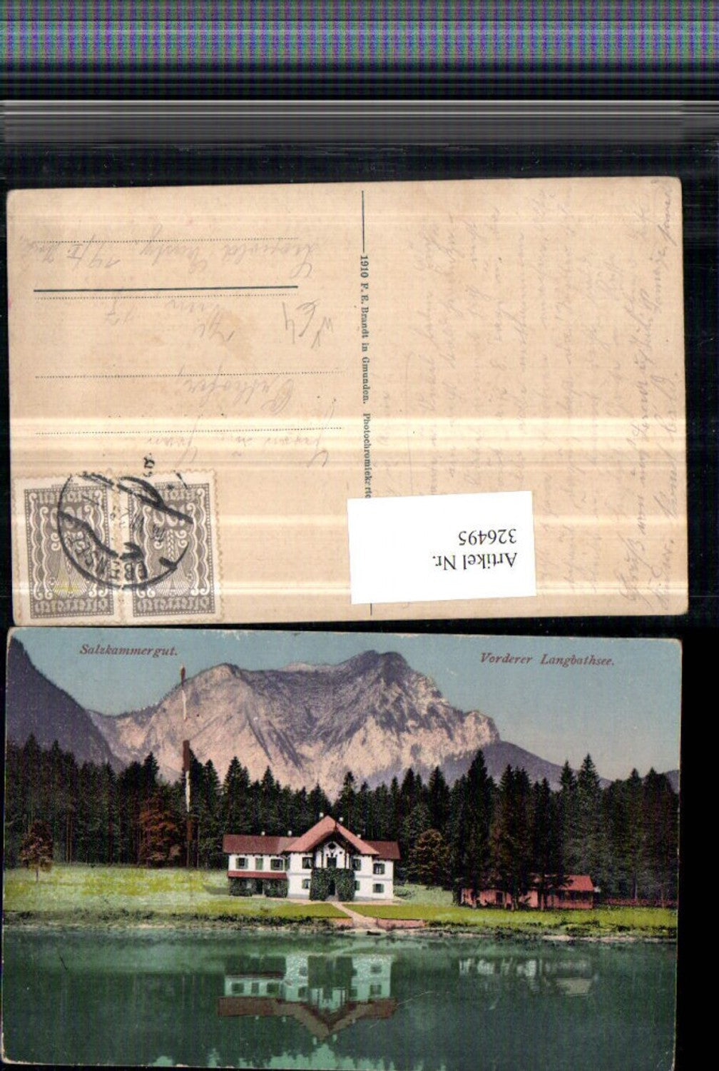 326495,Vorderer Langbathsee b. Ebensee Bergkulisse pub F. E. Brandt 433
