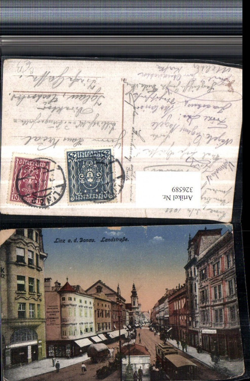 326589,Linz an d. Donau Landstraße Straßenansicht Straßenbahn Geschäfte